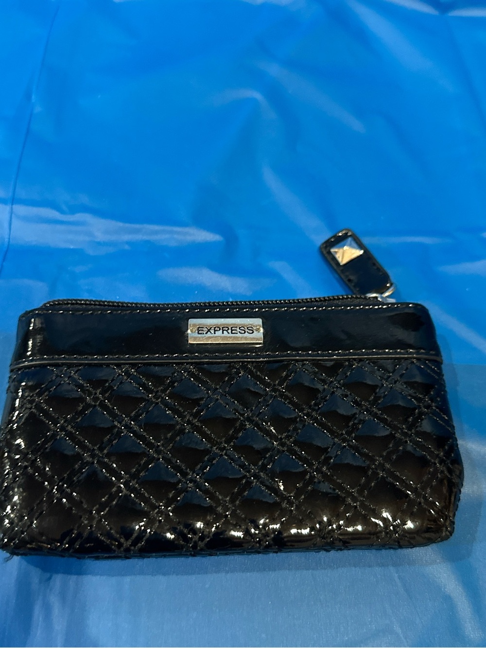 Express Coin Purse in Shiny Black Diamond- Quilted Design